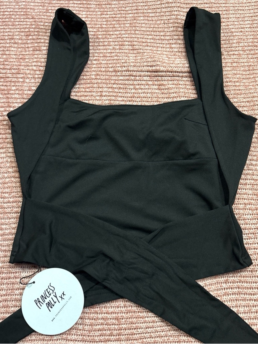 Princess Polly Black Square Neck Crop Top - Picture 4 of 4